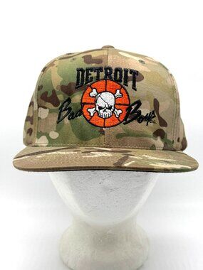 Detroit Bad Boys Pistons Camo Snapback Hat NBA Basketball Yupoong The Classics
